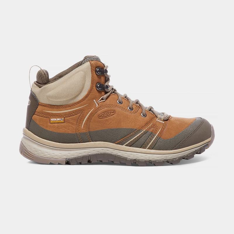 Keen Terradora Leather Waterproof Mid Womens Hiking Boots Brown/Khaki Online (0158-EGPTO)